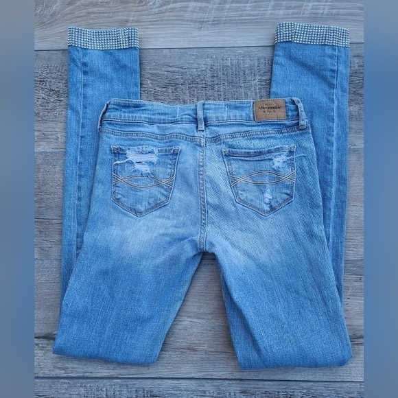 Abercrombie Y2K Bandana Patch Sequin Hem Jeans Upcycled - Picture 9 of 10